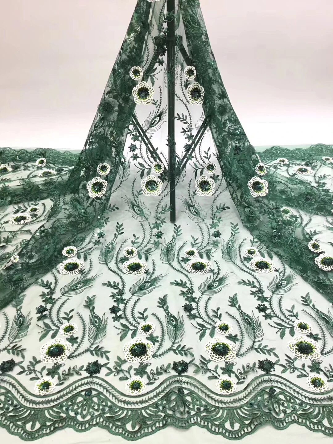 Christmas Handmade African French Lace Fabric 2019 High Quality High-end Nigerian Beaded Fabrics For Dress |