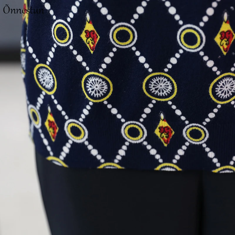 

Sweater Women Spring Autumn New Casual Pullover Women's Sweaters Pull Knitwear Tops Geometry Print Elasticity Sweater For Woman