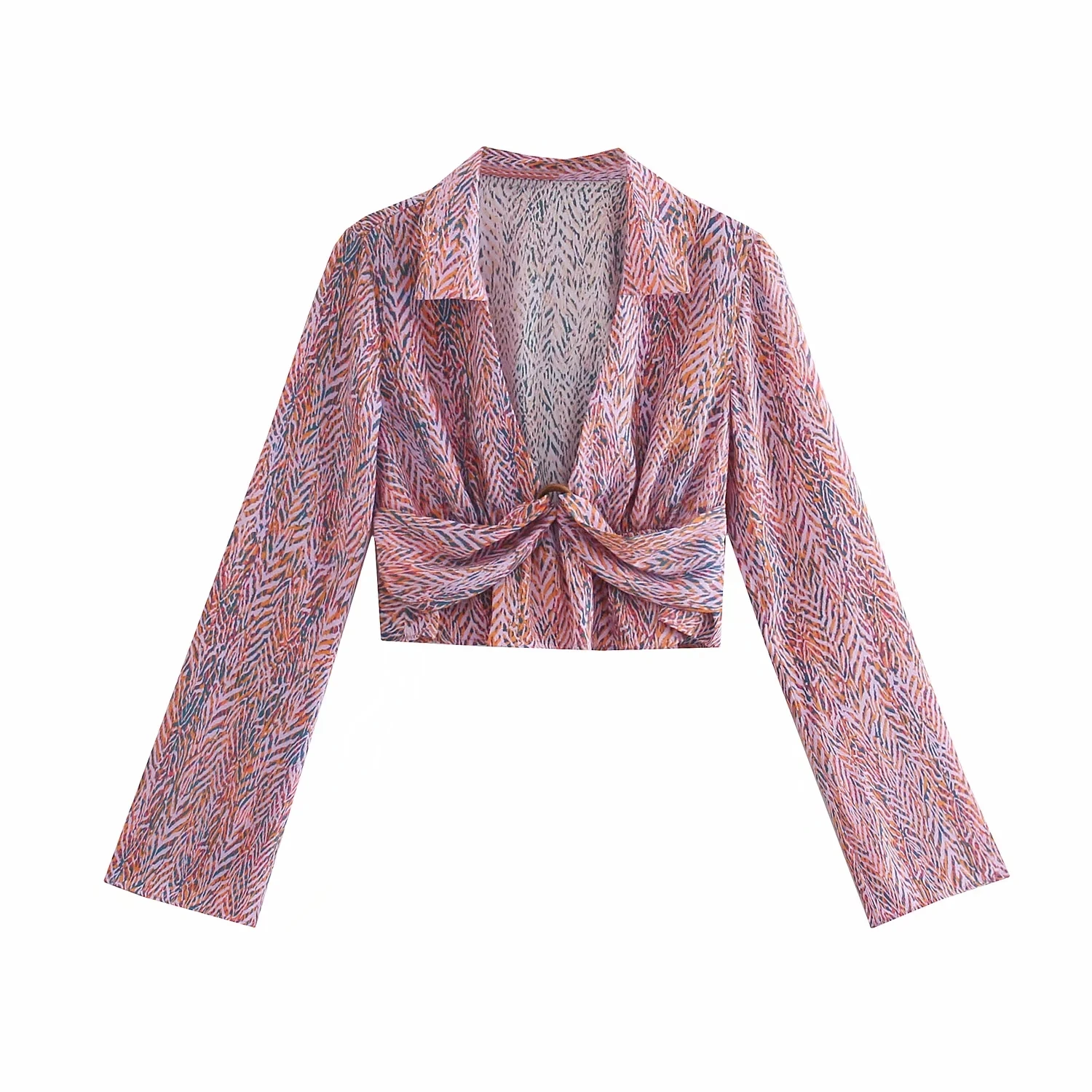 

New Spring Autumn New Women Retro Printing Simple Style Loose Long Sleeve Shirt Casual Chic Short Tops