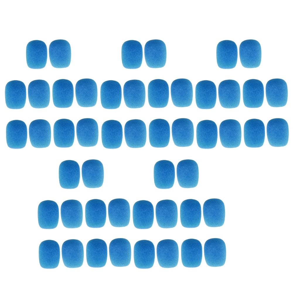 

50 Pieces Mini Microphone Mic Sponge Cover Windscreens Pack Blue