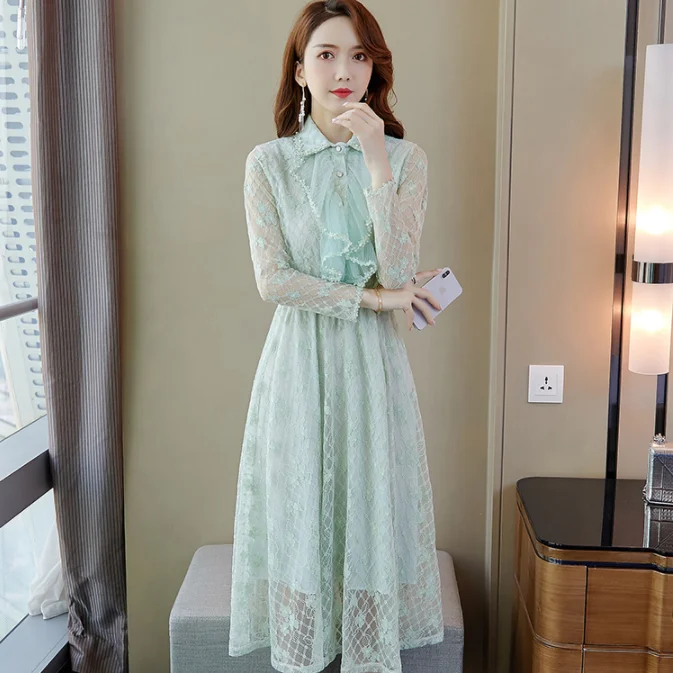 2020 осеннее Новое поступление высокое качество элегантное платье с воротником