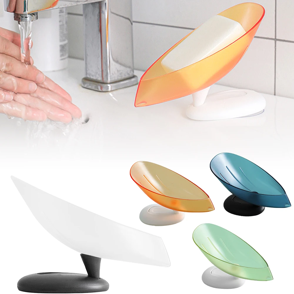 

Self-Draining Soap Box Leaf-Shaped Draining Bathroom Soap Dish Tray Decorative Soap Holder Container To Keep Soap Dry