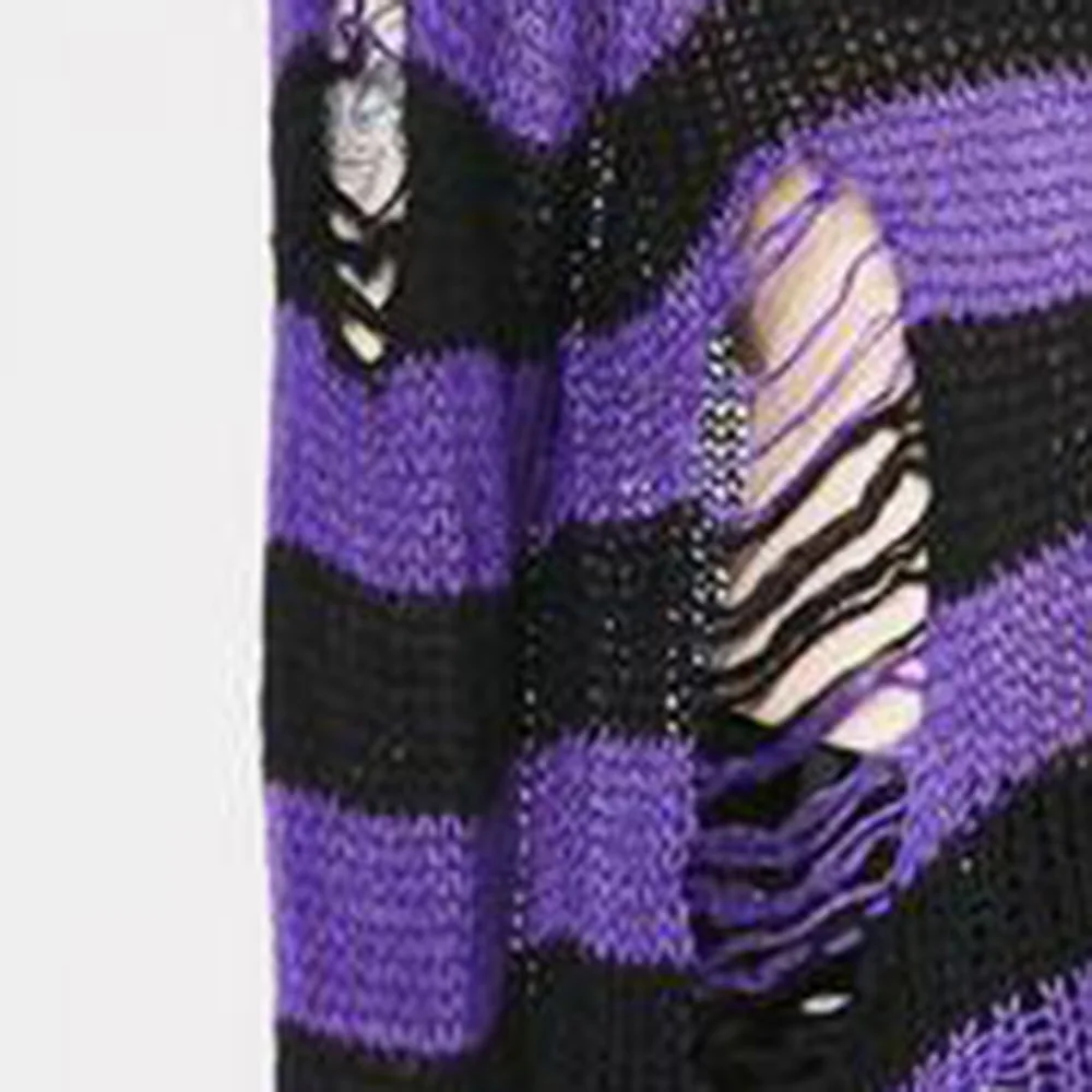 Свитер женский вязаный в готическом стиле с полосками один размер свободный 200 |