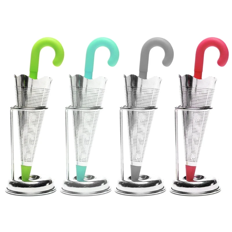 

Stainless Steel Tea Infuser Umbrella Shape Silicone Herbal Spice Filter Strainer Holder for Tea Lover ( COLOR Random )