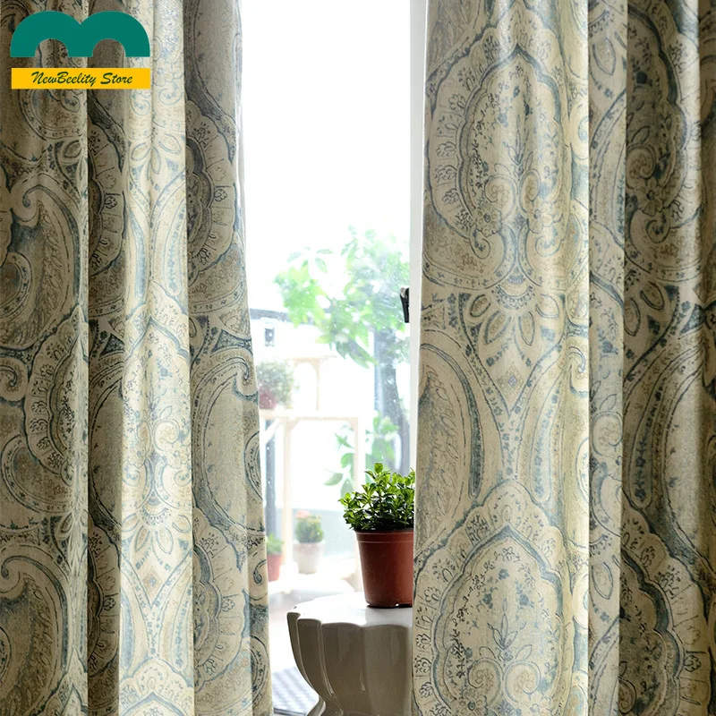 

Modern European Style Polyester Printed Curtains Drapes Simple Curtains for Living Dining Room Bedroom Cortinas De Dormitorio