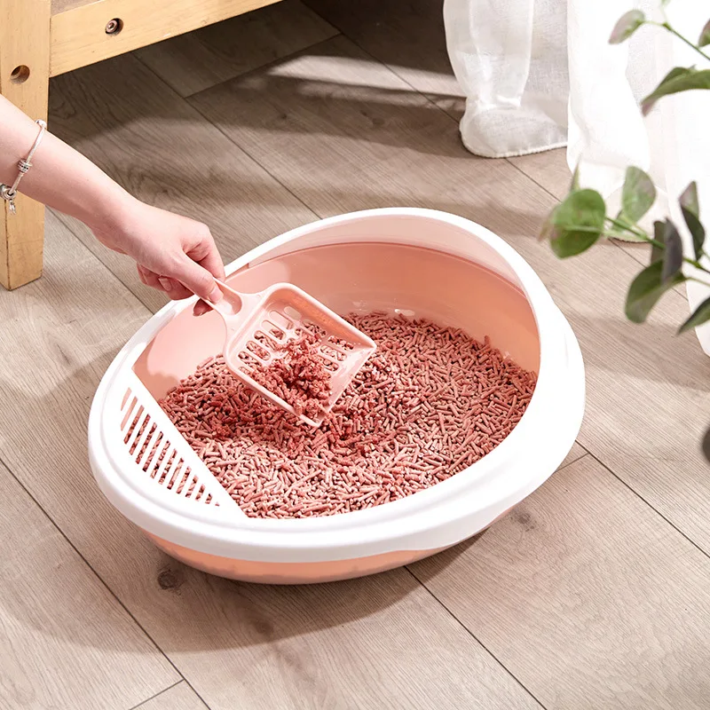 

New Indoor Pet Supplies Round Semi-enclosed Cat Litter Box Splash-proof High-side Large Cat Toilet Free Cat Litter Box Scoop
