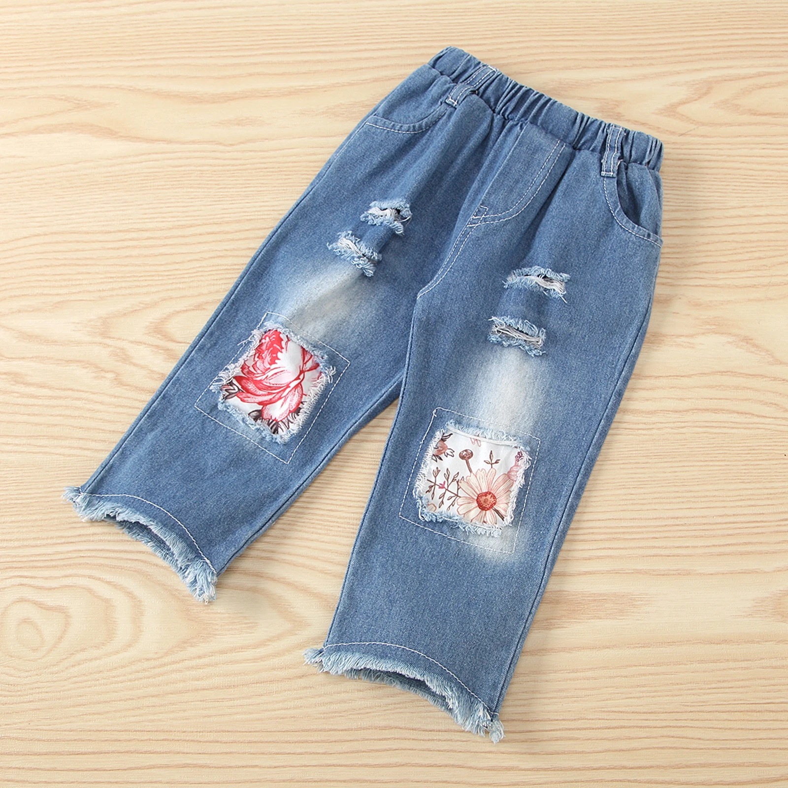 

Lovely Infant Baby Girls Clothes Sets Letter Floral Print Hooded Long Sleeve Pullover Tops Denim Pants 0-3Y