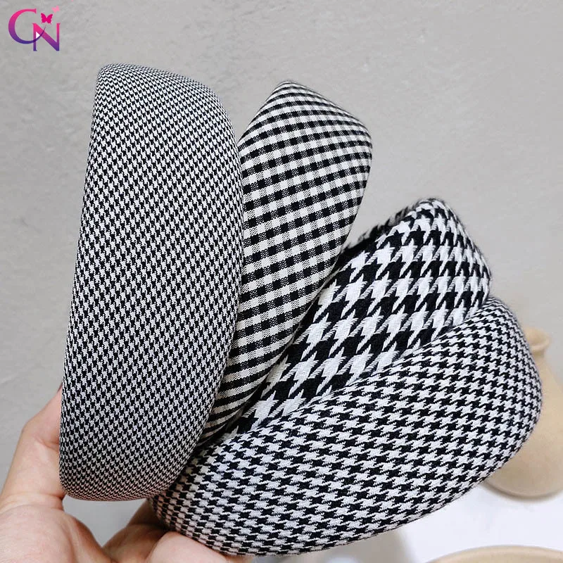 

Houndstooth Plaid Headbands Women Girls Hairband Wide-brimmed Hair Band Hoops Bezel Sponge Padded Fashion Hair Accessories