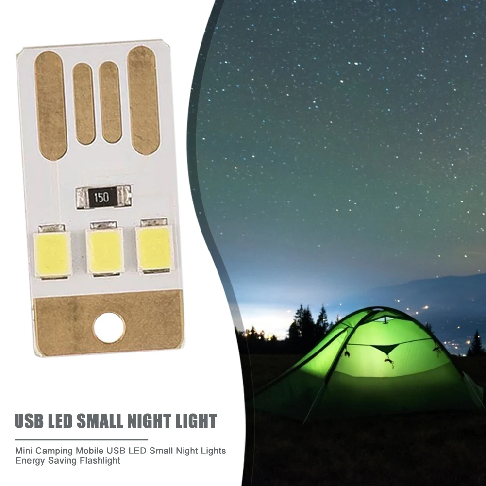 

Outdoor Camping Night Tent Lamp Light Outdoor Portable Energy Saving Flashlight Mini Ultra-thin Mobile USB LED Keychain Night