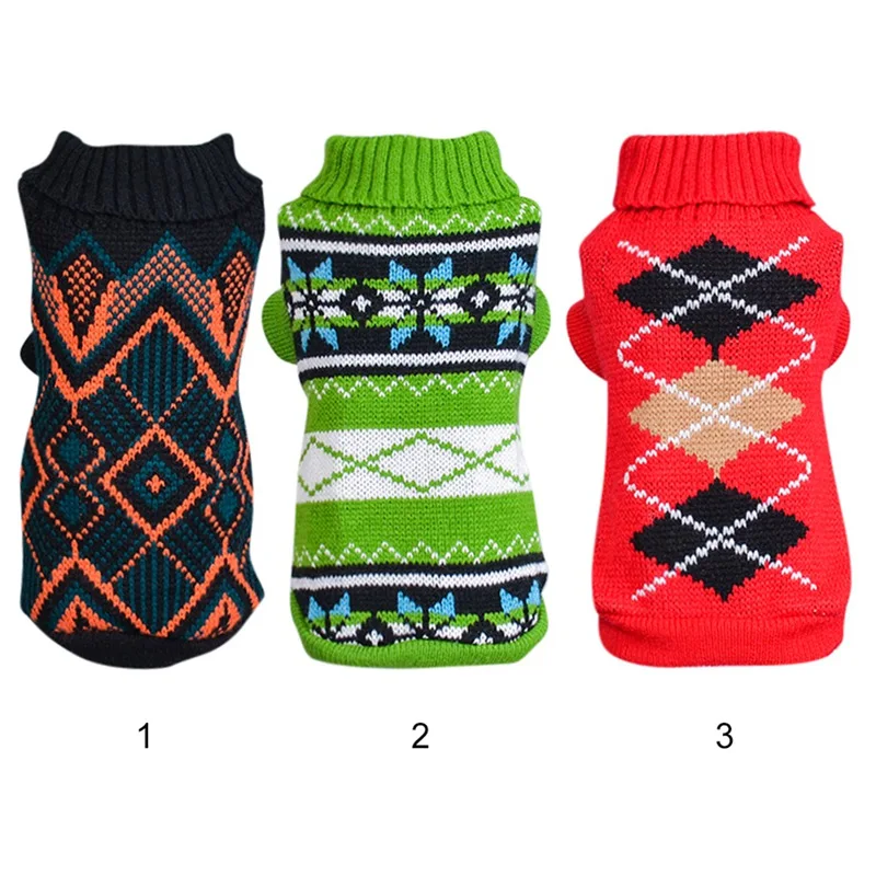 Вязаный свитер для маленьких собак темно-зеленый квадратный джемпер одежда