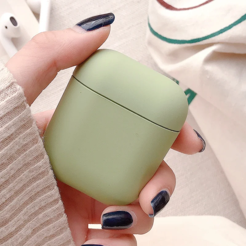 Matcha green Жесткий чехол для наушников для Apple Airpods 1/2 противоударный чехол для Apple гарнитура для Airpods чехол s Матовый розовый защитный чехол для пары - Цвет: Matcha green