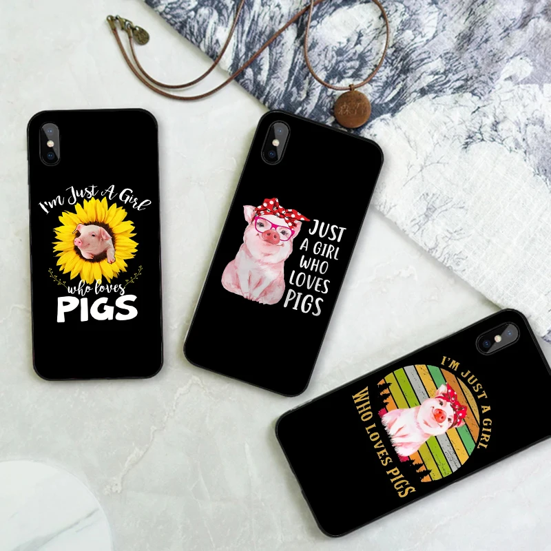 

Funny design Just a girl who loves pigs cover for iphone 12 mini se2020 11 pro max xs xr 8 7 6s x 6 plus lovely girl soft shell