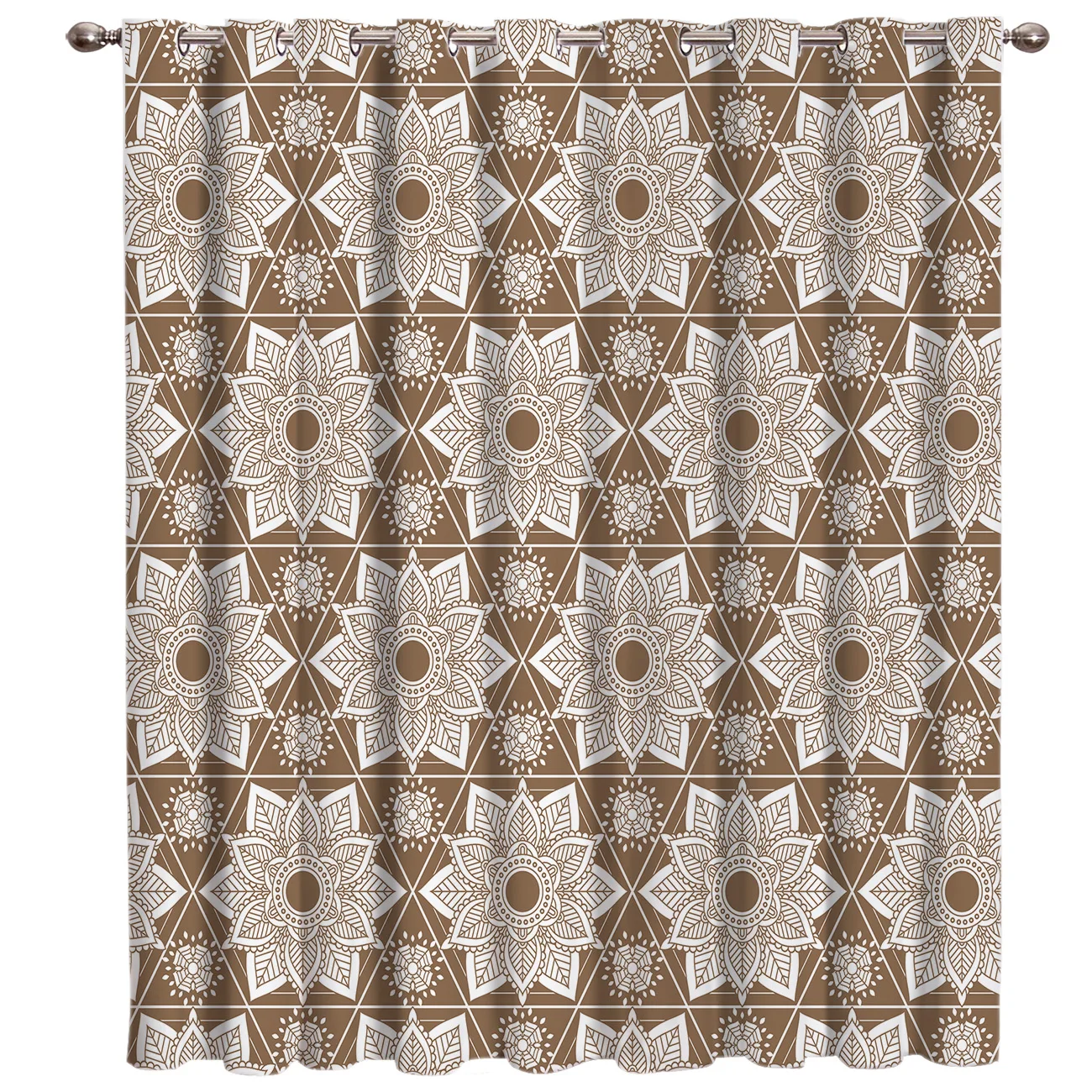 Коричневый Мандала оконный занавес s Темный стержень ванная затемненная