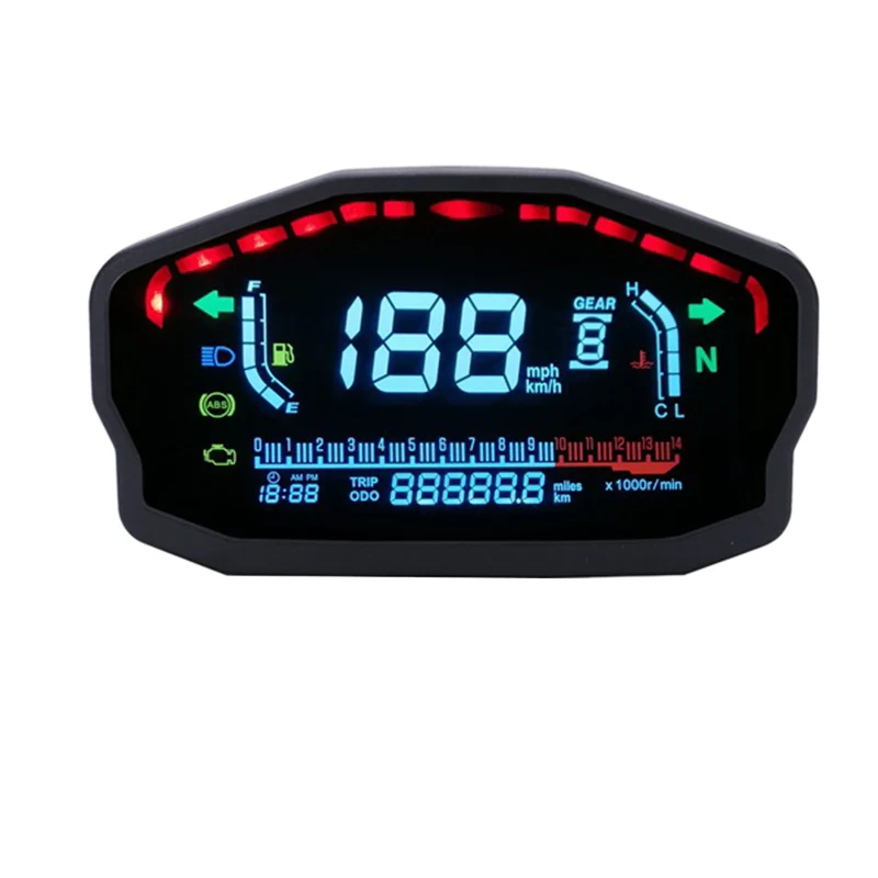 

Motorcycle Universal Led Liquid Crystal Speedometer Digital Odometer Speed Adjustable 1-6 Speeds for Bmw Honda Ducati Kawasaki Y