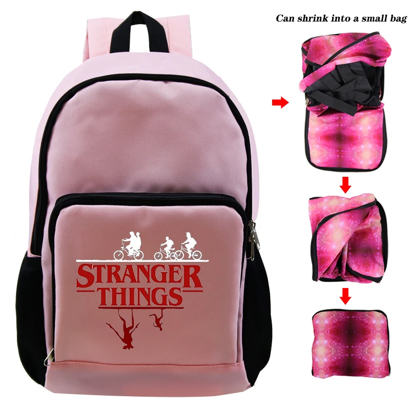 stranger things 11 Детский Школьный рюкзак сумка из сериала очень странные путешествия рюкзак; рюкзак для студентов из сериала очень странные складной рюкзак Rugzak Sac Doc - Цвет: stranger things 11