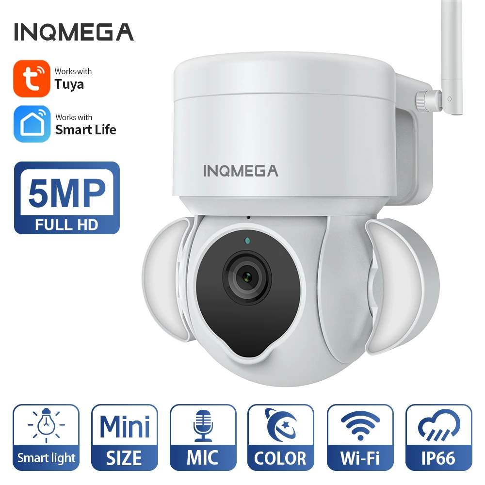 

INQMEGA 5MP TUYA Smart Waterproof and Moistureproof Dual Voice Support Alexa Google Home Dual Floodlight Courtyard Camera