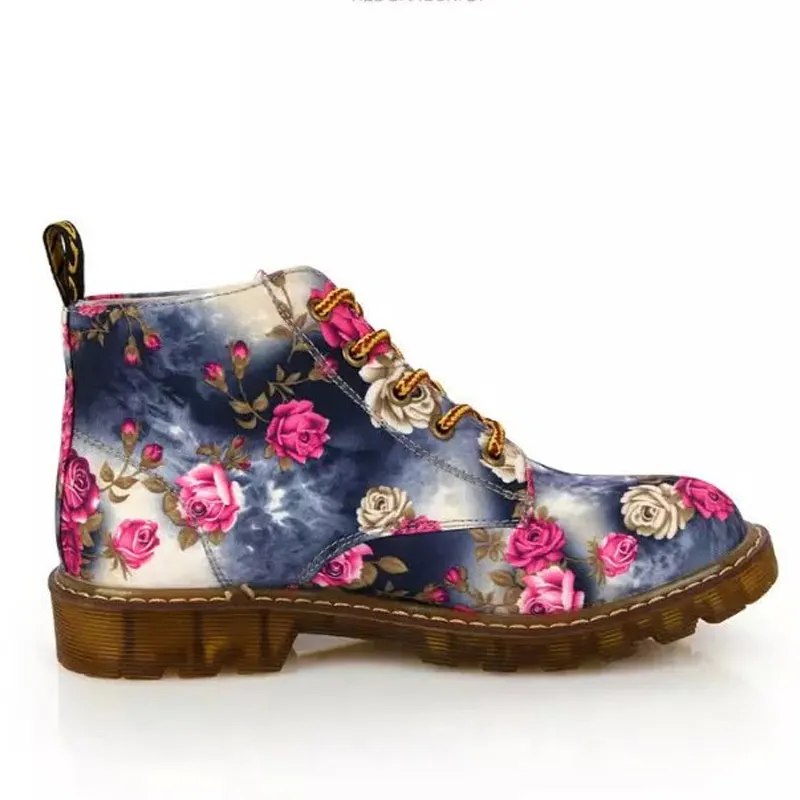 Женская обувь Ботинки martin модная в стиле ретро с цветочным кружевом женские