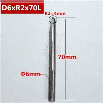 6 мм shank-1PCS, ЧПУ карбида вольфрама Концевая фреза, деревообрабатывающие вставки фрезы, конические сферические концевые фрезы, глубокий рельеф, pvcMDF - Длина режущей кромки: D6xR2x70L