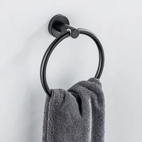 stainless 304 round wall mounted towel ring matt black towel hanger rack kitchen bathroom accessories storage holder hot sale