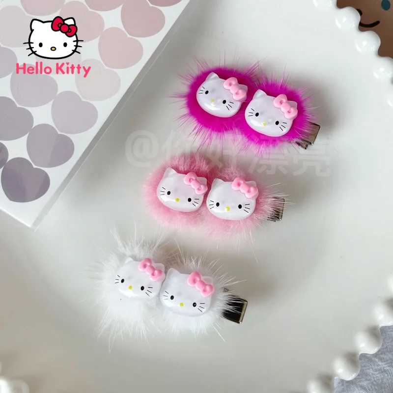 

Hello Kitty Baby Accessories Cartoon Anime Hairpin Pink Bow Plush Soft Cute Bangs Side Clip Hair Accessories Dress Up