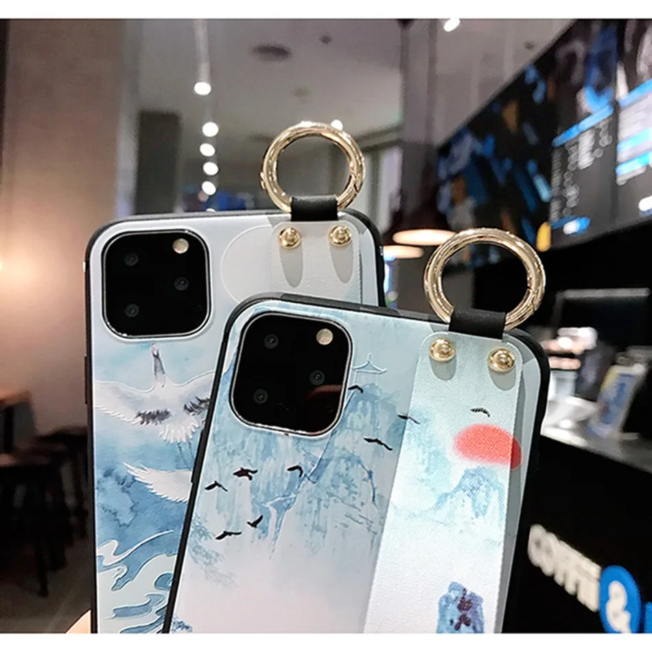 Наручный ремешок чехол для iPhone 11 Pro XS Max силиконовый в китайском стиле 7 8 6S Plus XR X