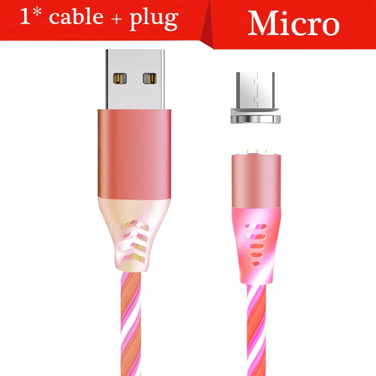 2.4A светодиодный легкий магнит type C Micro USB кабель для Xiaomi huawei Iphone Магнитный кабель для быстрой зарядки шнур для зарядного устройства USB C кабель для передачи данных - Цвет: Red  Micro cable