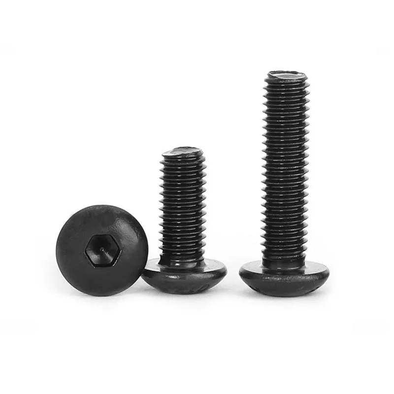 5/10/50pc M2 M2.5 M3 M4 M5 M6 M8 304 A2 Stainless Steel Black 10.9 Grade Hexagon Hex Socket Head Button Allen Bolt Screw ISO7380 - купить по