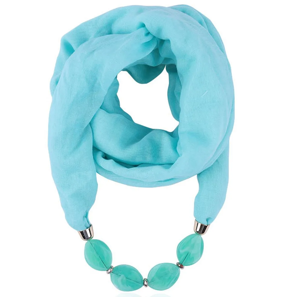 Women Fashion Solid Color Necklace Pendant Scarf Ethnic Style Soft Necklace Scarf Femme Accessories New Arrival#P15