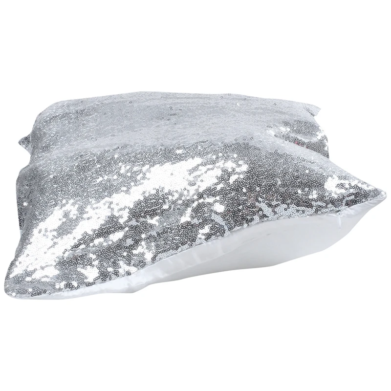 LIXF Solid color Glitter Sequins Cushion Home Decor Case (Silver) | Дом и сад