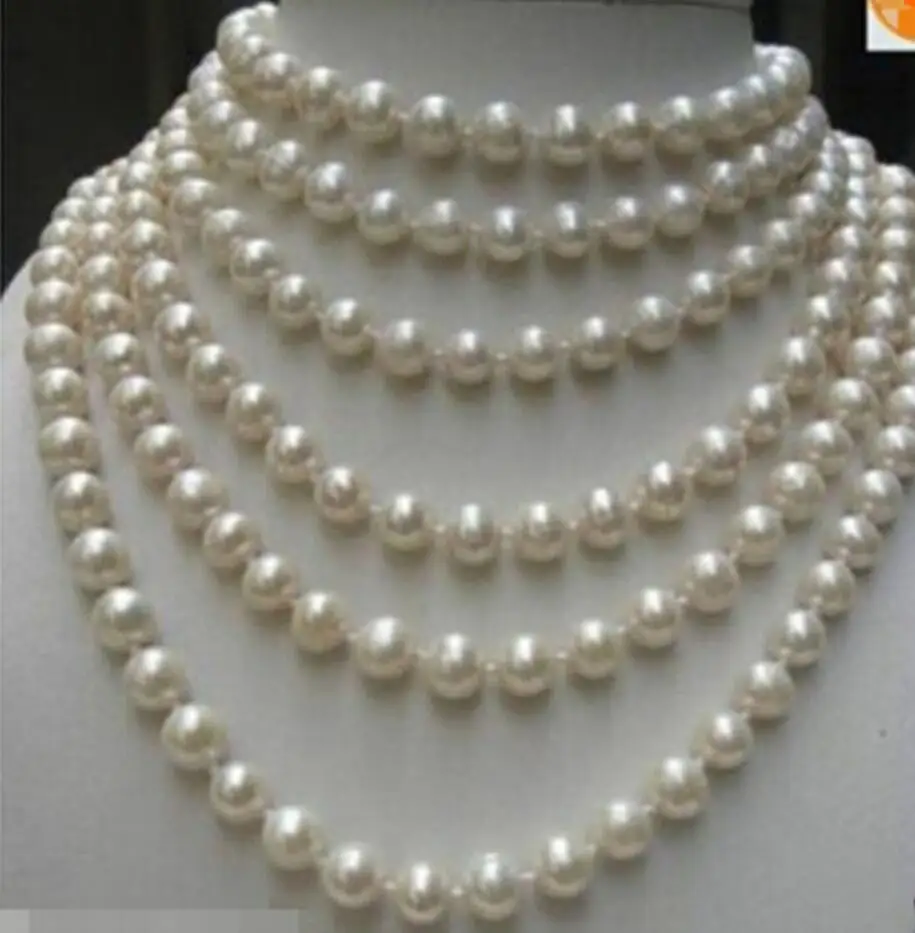 Модные ювелирные изделия Красивое Ожерелье из натурального белого жемчуга AKOYA 100
