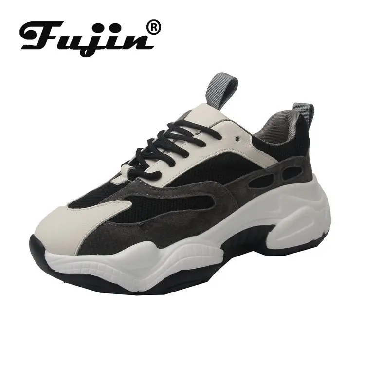 Женские кроссовки на платформе Fujin летние дышащие толстой подошве с круглым