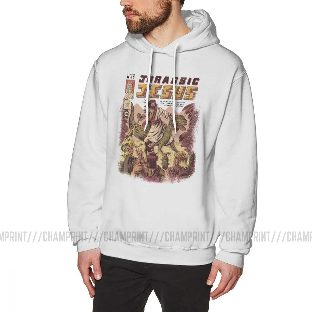 

Men Hooded Sweatshirt Jurassic Jesus Christ 100% Cotton Classic Vintage Style Hoodies Hooded Tops