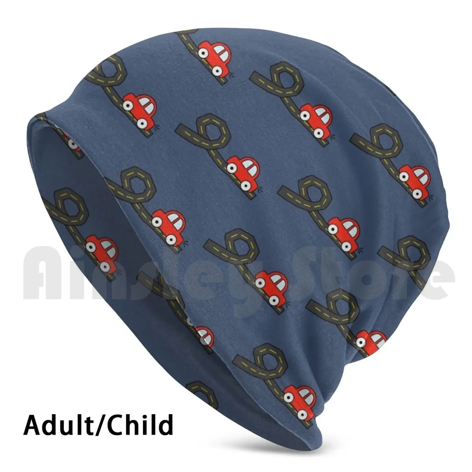 

Little Red Car Beanies Knit Hat 2541 Beanies Print Car Red Road Vehicle Light
