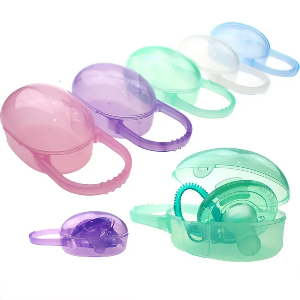 

Solid Color Baby Pacifier Soother Box Container Safe Holder Travel Storage Case