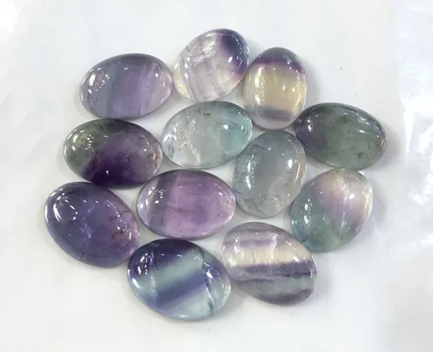 

Genuine Rainbow Fluorite Cabochon Wholesale 13x18mm Oval Gemstone Beads CAB Loose Precious stone Ring face Pendant accessories