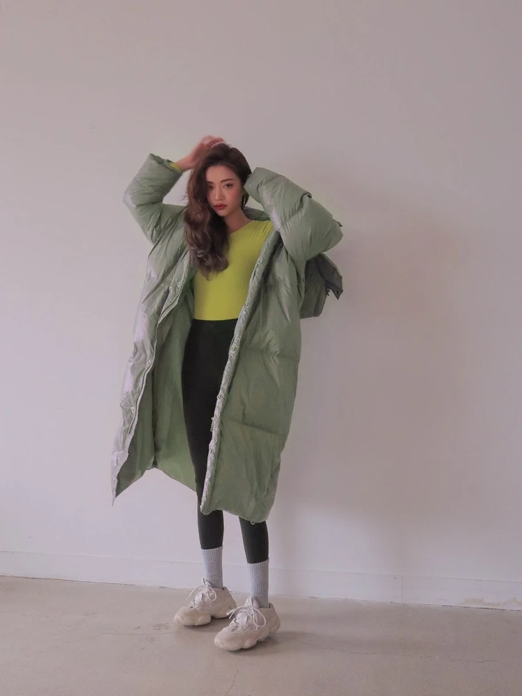 CHEERART Plus Size Long Winter Coat Women Parka Loose Puffer Jacket Hooded Bubble Coat Anorak Fashion Clothing