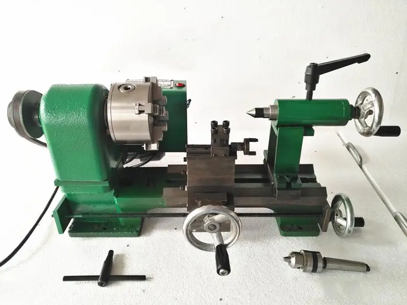 220V Small Lathe Machine Milling Mini Grind Grinder Metal Precision Meter Tool Desktop Home DIY 350W 4 Jaw 100 Chuck |