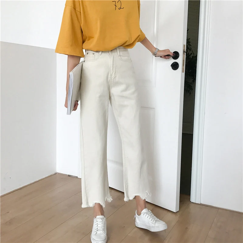 

Jeans Women Retro Student High Waist Ankle-length Trousers Pocket Womens Jean Summer Trendy Korean Style All-match Streetwear