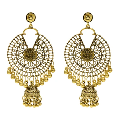 C Болливуд оксидированные Серебряные Золотые традиционные Jhumka Jhumki индийские большие длинные серьги с кисточками для женщин Свадебные Ювелирные украшения в этническом стиле - Окраска металла: C