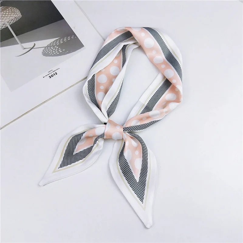 

2021 New Desinger Small Polka Dot Print Neck Tie Scarf Women Long Thin Skinny Hair Head Wrap Scarfs for Ladies Wrsitband Scarves