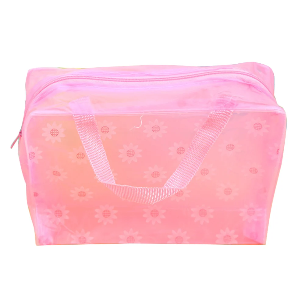 

Fashion Bathing Pouch Toiletry Pouch Zipper Handheld Travel Transparent Storage Bag Pocket Waterproof Floral Print Baby Supplies
