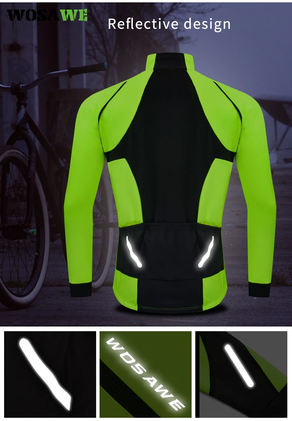 Мужская зимняя ветрозащитная велосипедная куртка WOSAWE водоотталкивающая на