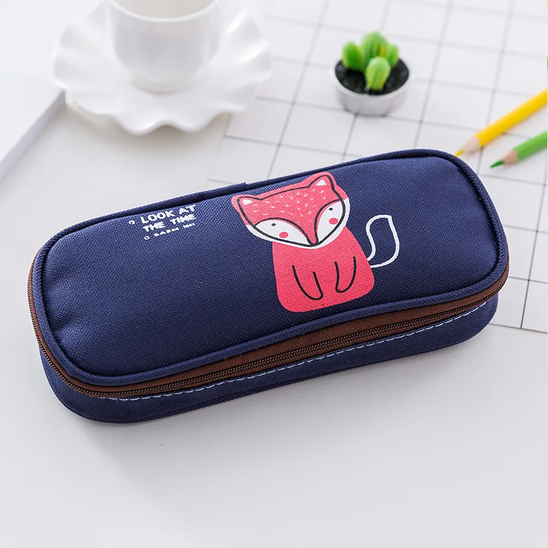 

Cute Cartoon Pencil Bag High Capacity Pencil Case Canvas Korea Animal Pen Case School Supplies Student Stationery Storage Box