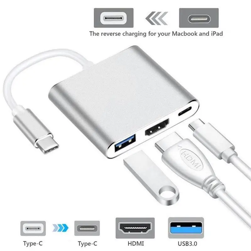 1PC Aluminum Shell Three-in-one Hd Conversion Cable Usb3.1-turn Hdmi Type-c-turn Trans-wire Converter S1E3 | Компьютеры и офис