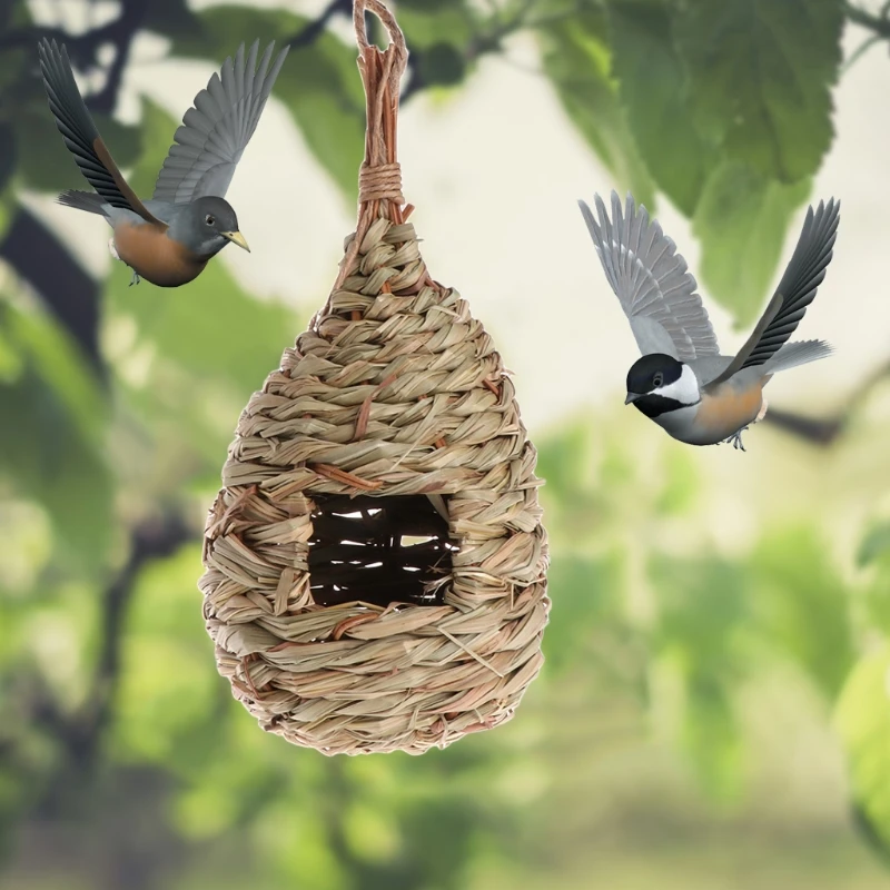 

Natural Grass Bird Nest Birdhouse Bird Cage Home Yard Decoration Small Bird House Cage Bird Egg Container Breeding Nest