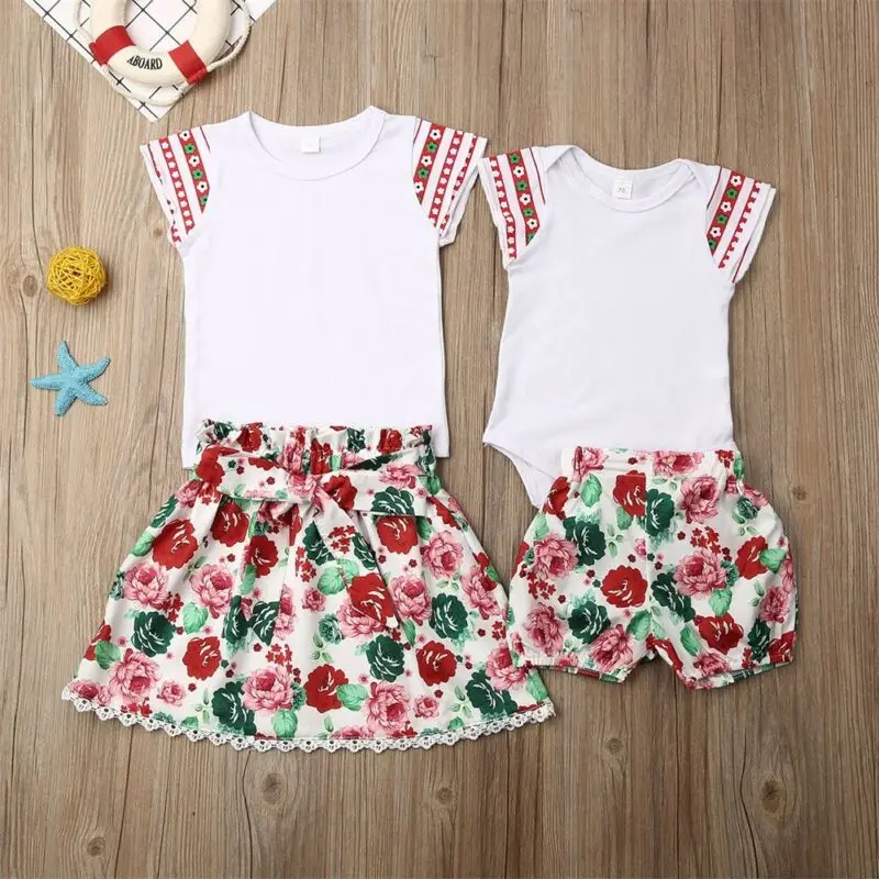 Для детей ясельного возраста Matchign одежда для малышей летнее платье девочек