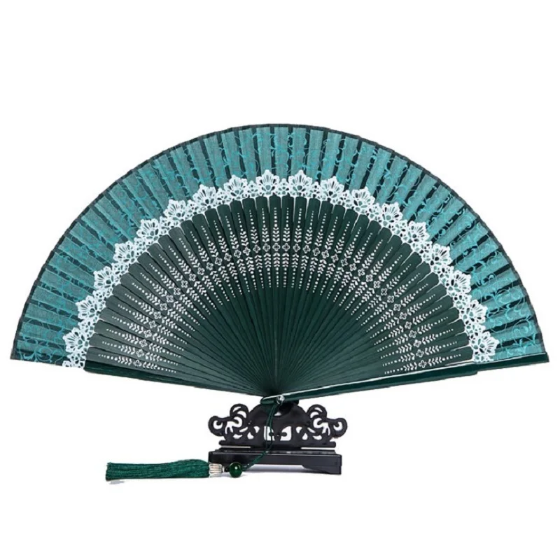 

Handmade Fan Retro Chinese Lace Silk Folding Hand Held Flower Fan Handheld Fan For Girl Photo Handmade Art Craft Gift Holiday