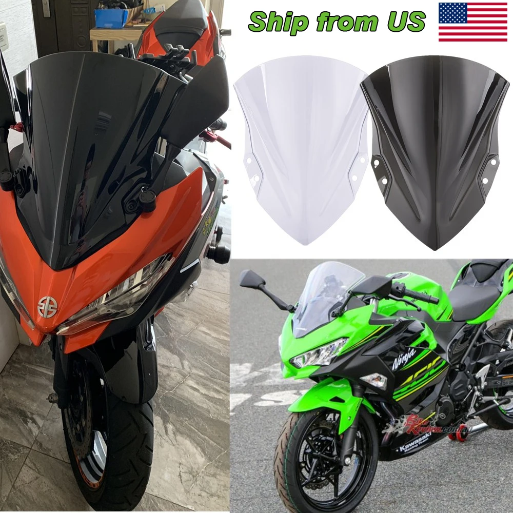

Ninja400 Ninja250 Motorcycle Windshield Windscreen Double Bubble Wind Deflector For Kawasaki Ninja 400 250 2018-2022 2021 2020