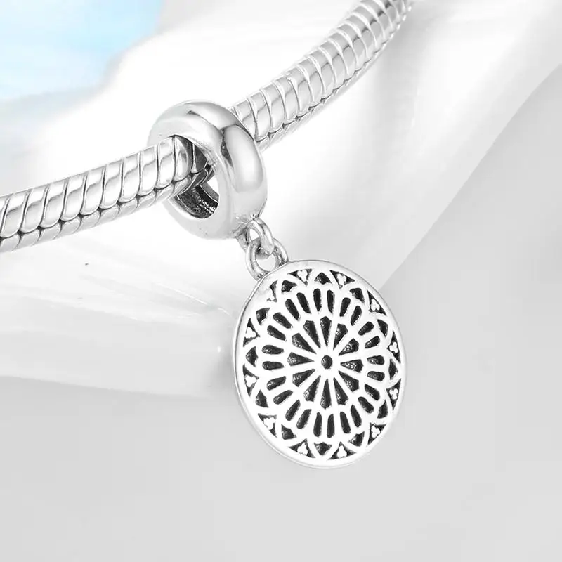 

Hight Quality 925 Sterling Silver Flower Bead Round Fine Pendant Charm Women DIY Jewelry Fit European Charm Bracelets & Bangles