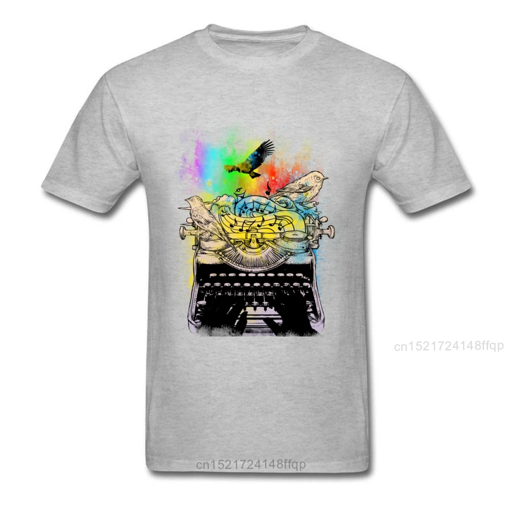 Классическая черная футболка для мужчин с акварельными птицами хлопковая